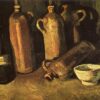 still life with four stone bottles flask and white cup 1884.jpgLarge