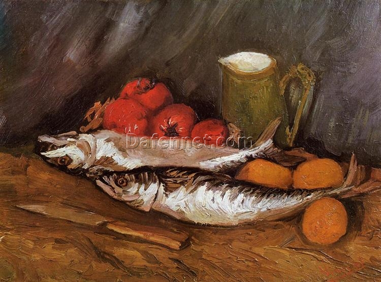 Hand-Painted Still Life with Mackerels, Lemons and Tomatoes (1886) by Vincent van Gogh – Custom Oil Painting Reproduction, Dafen Village Studio