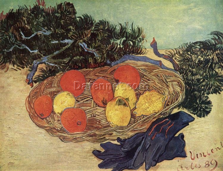 Still Life with Oranges and Lemons with Blue Gloves (1889) by Vincent van Gogh – Custom Oil Painting Reproduction, Dafen Village Masterpiece