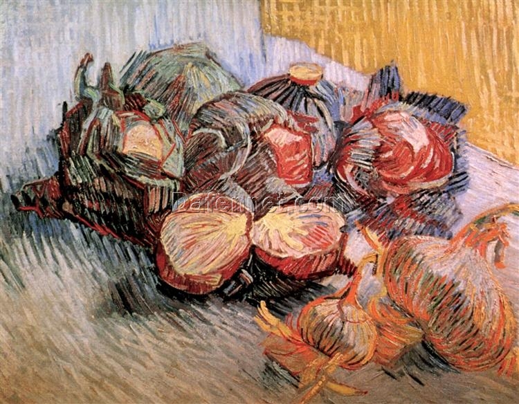 Vincent van Gogh Still Life with Red Cabbages and Onions (1887) – High-Quality Handcrafted Oil Painting Reproduction, Dafen Village