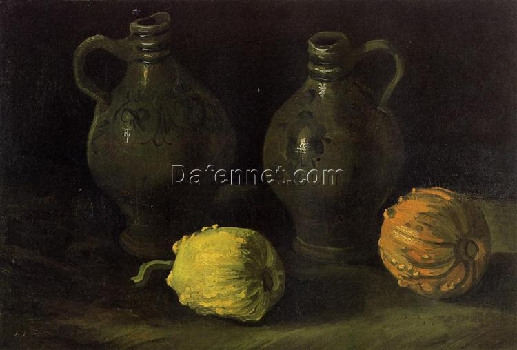 Vincent van Gogh Still Life with Two Jars and Two Pumpkins (1885) – High-Quality Custom Oil Painting Reproduction, Dafen Village