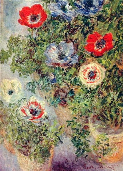 1885 Claude Monet Still Life with Anemones Oil Painting – Beautiful Hand-painted Floral Canvas Art