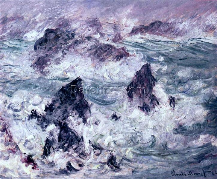 Claude Monet’s Storm at Belle-Ile (1886) – Handcrafted Oil Painting Reproduction for Art Lovers, Dafen Village