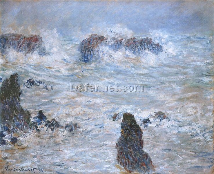 Custom Oil Painting of Claude Monet’s Storm, off the Coast of Belle-Ile – Hand-painted Art from Dafen Village