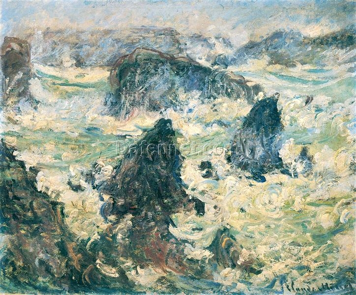 Monet’s Storm on the Cote de Belle-Ile (1886) Oil Painting – Expertly Crafted at Dafen Village Studio