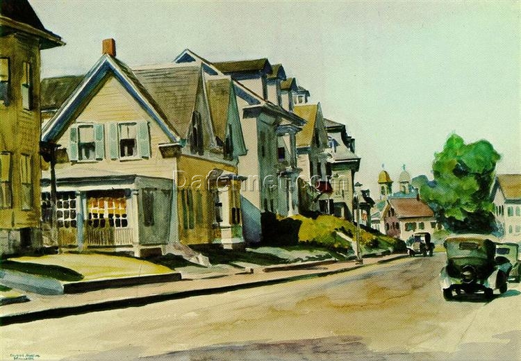 Edward Hopper “Sun on Prospect Street” 1934 – Authentic Oil Painting Reproduction | Elegant Canvas Art from Dafen Village