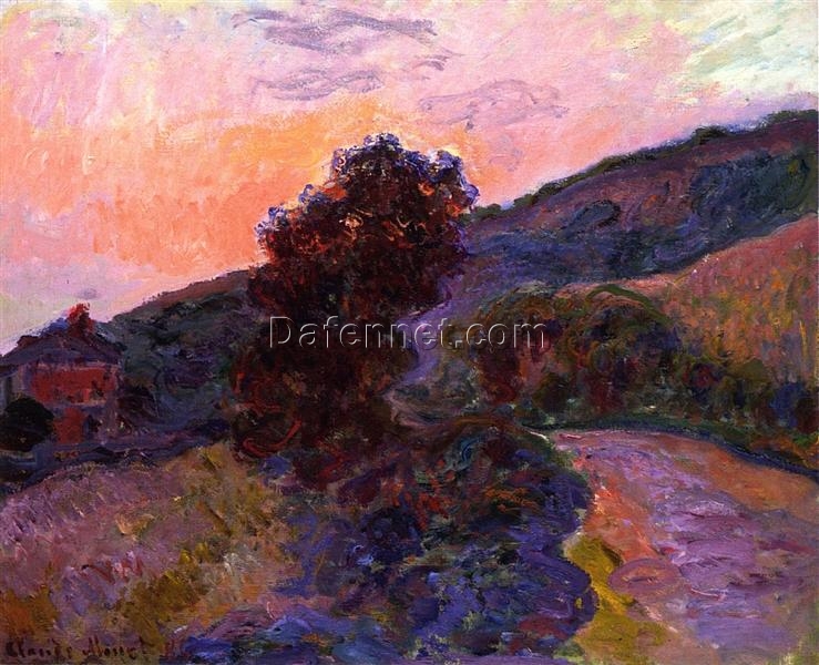 Hand-Painted Sunset at Giverny (1886) by Claude Monet – Original Oil Painting Reproduction from Dafen Village Artists