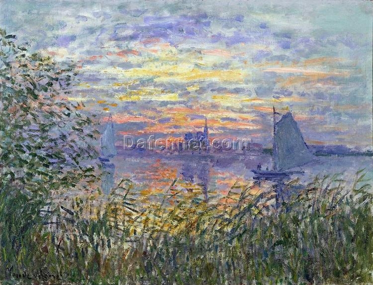 Claude Monet Sunset on the Seine 1874 – Masterful Reproduction of Impressionist Landscape – Dafen Village Studio