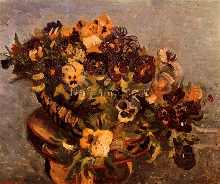 1886 Vincent van Gogh Tambourine with Pansies – Stunning Hand-Painted Oil Painting Reproduction