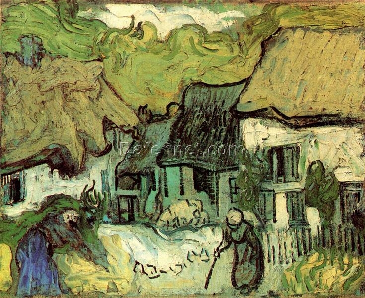 Custom Oil Painting Reproduction of Van Gogh’s Thatched Cottages in Jorgus (1890) – High-Quality Canvas Art