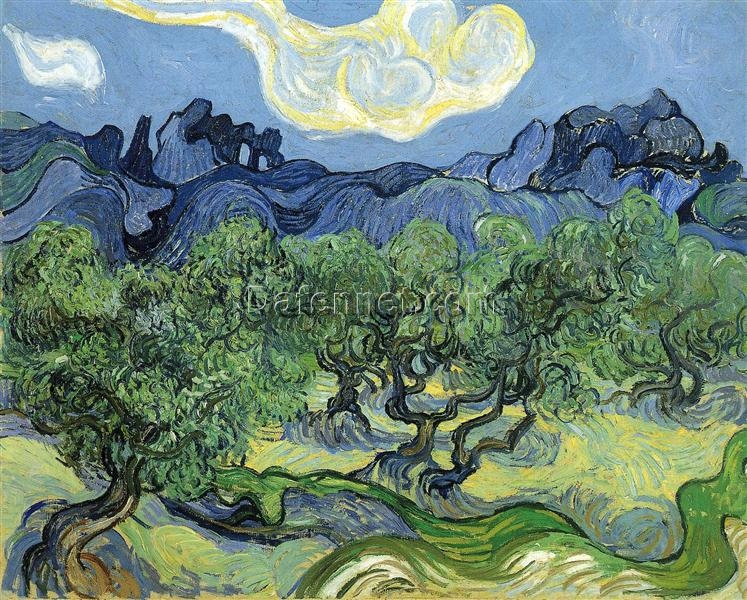 Van Gogh The Alpilles with Olive Trees in the Foreground – Hand-Painted Oil Painting Reproduction (1889)