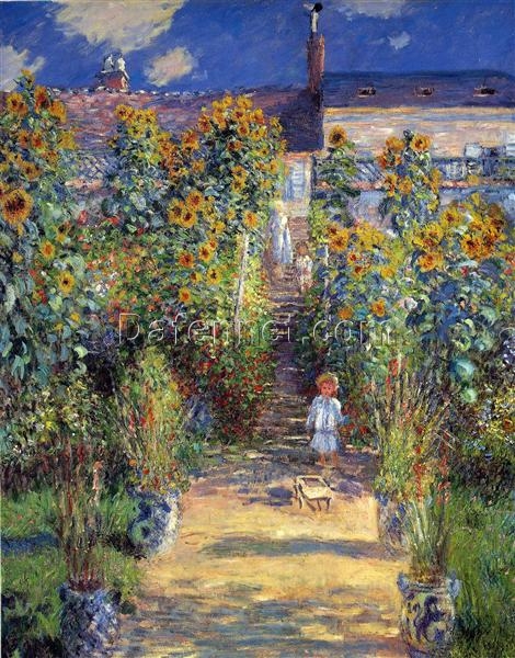 Authentic Dafen Village Oil Painting of Monet’s The Artist’s Garden at Vétheuil – 1880 – Capturing the Beauty of Nature and Art