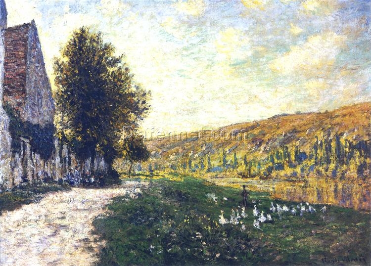 Hand-Painted Claude Monet “The Banks of the Seine, Lavacourt 02” Oil Painting – 1878 Masterpiece – Fine Art Reproduction