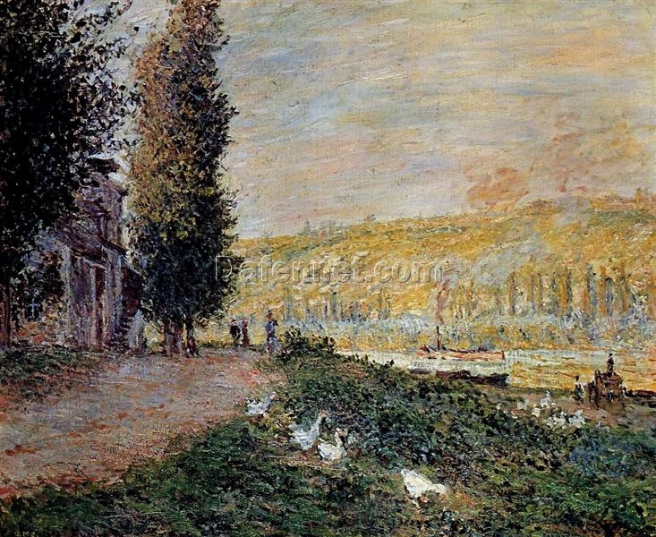 Impressionist Oil Painting of The Banks of the Seine, Lavacourt (1878) by Claude Monet – Handcrafted in Dafen Village