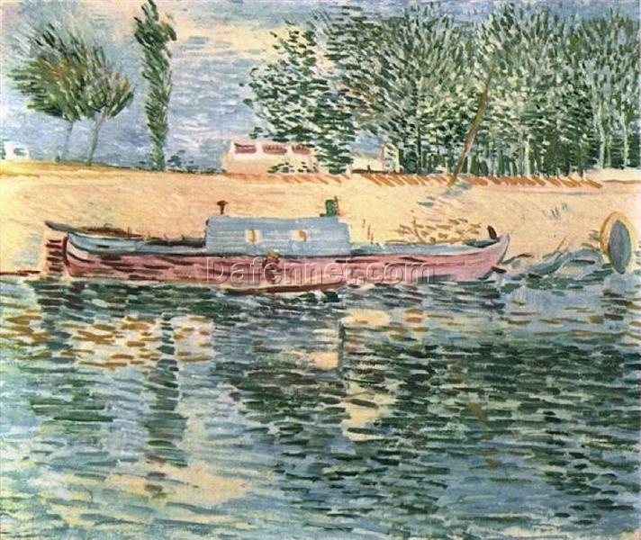 The Banks of the Seine with Boats by Van Gogh – 1887 Oil Painting Reproduction, Custom Handcrafted Art from Dafen Village