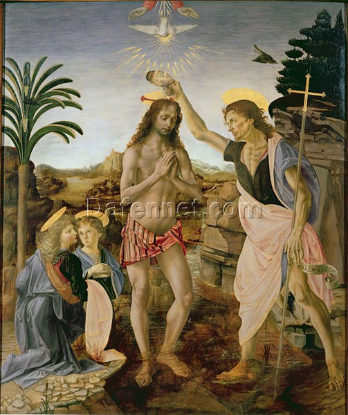 The Baptism of Christ” c.1475 by Leonardo da Vinci – Premium Oil Painting Reproduction for Art Collectors | Dafen Village