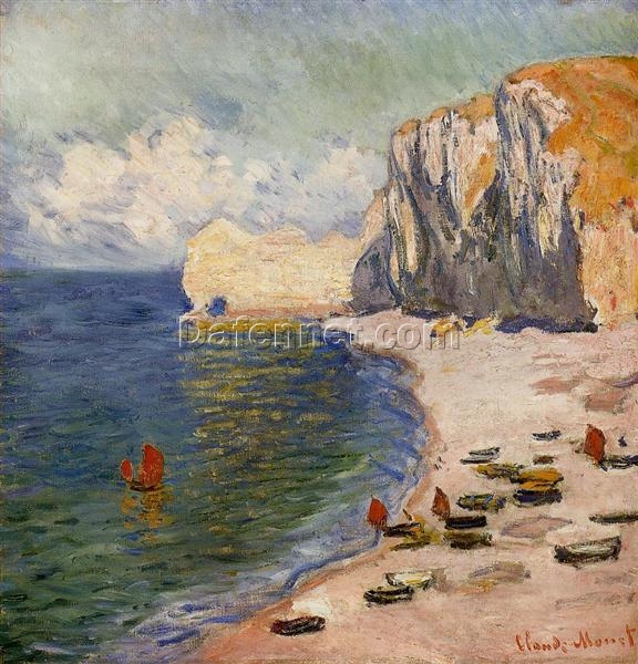 Claude Monet’s The Beach and the Falaise d’Amont (1885) – High-Quality Handcrafted Oil Painting for Coastal Home Decor