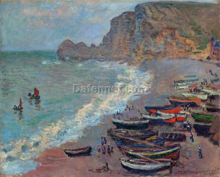 Hand-Painted The Beach at Etretat (1883) by Claude Monet – Oil Painting on Canvas from Dafen Village Studio