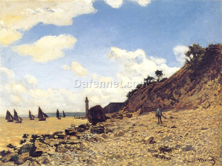 Beautiful Oil Painting of The Beach at Honfleur (1864-1866) by Claude Monet – High-Quality Reproduction from Dafen Village Artists