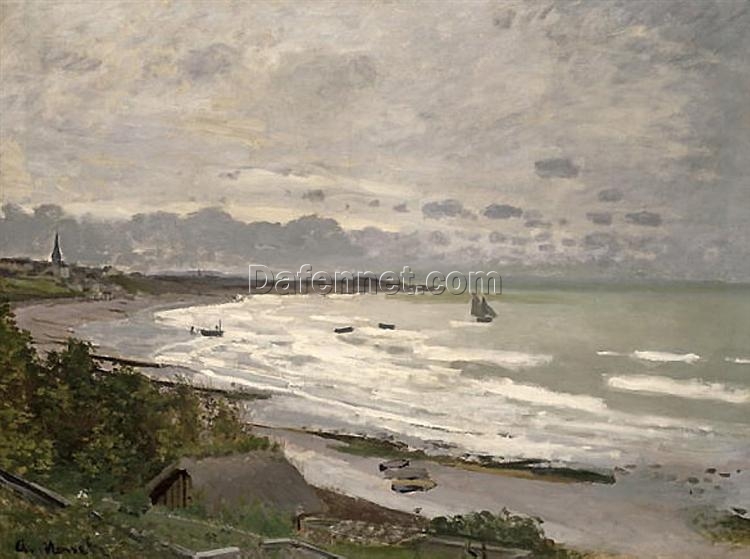 Classic Monet Beach Painting – Hand-Painted The Beach at Saint-Adresse Reproduction from Dafen Village Studio