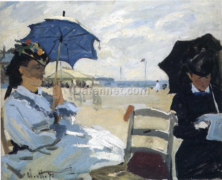 Claude Monet ‘The Beach at Trouville’ Reproduction – Premium Quality Oil Painting, Made in Dafen Village