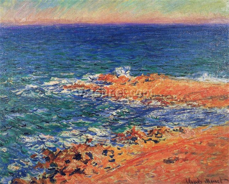 Hand-Painted The Big Blue Sea in Antibes (1888) by Claude Monet | High-Quality Oil Painting Reproduction from Dafen Village Studio