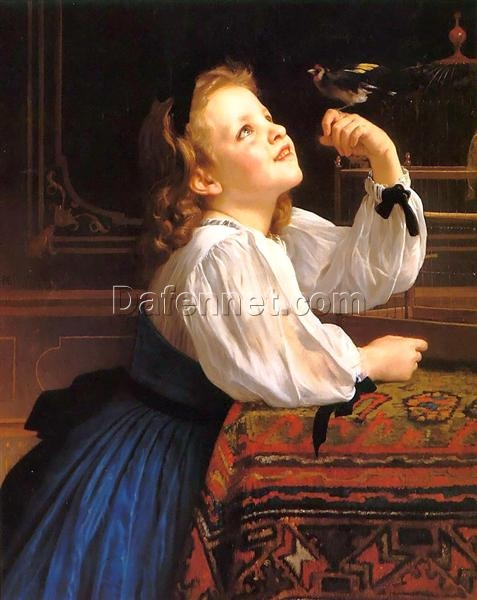 Hand-painted Oil Reproduction of Bouguereau’s “The Bird” | Fine Art for Home Décor