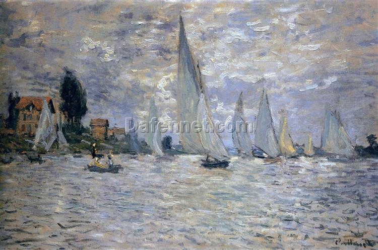 Custom Oil Painting of The Boats Regatta at Argenteuil (1874) by Claude Monet – Beautiful Impressionist Art from Dafen Village