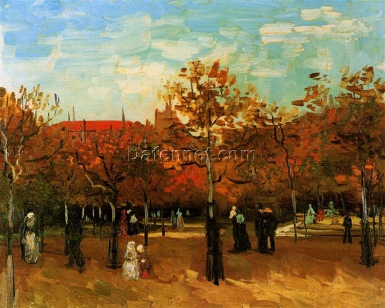 Buy Van Gogh The Bois de Boulogne with People Walking – 1886 Handcrafted Oil Painting Reproduction for Home Decor