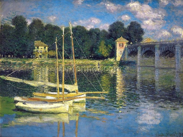 Hand-Painted Oil Painting of Claude Monet’s The Bridge at Argenteuil (1874) – Impressionist Art by Dafen Village Studio