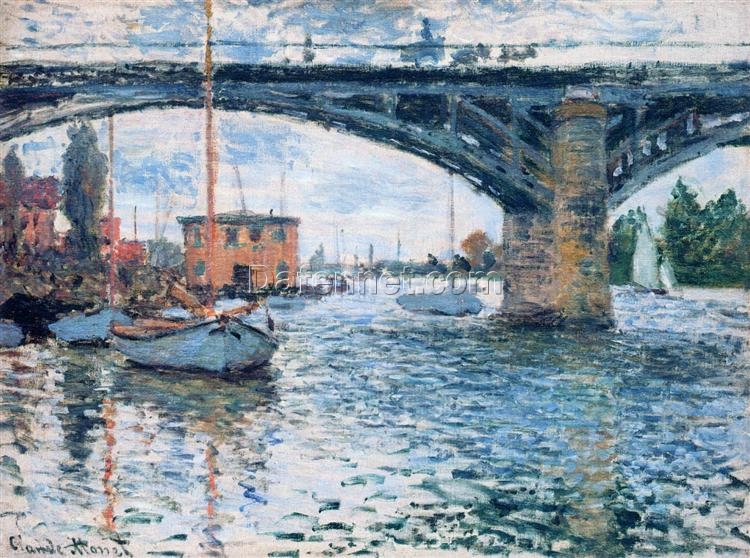 Claude Monet’s The Bridge at Argenteuil, Grey Weather – Beautiful Hand-Painted Oil Painting Reproduction from Dafen Village Studio