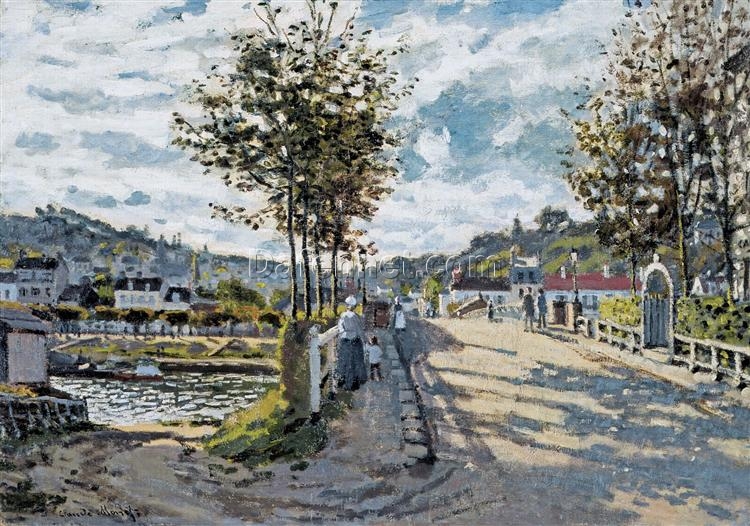 Impressionist Oil Painting of The Bridge at Bougival (1869) by Claude Monet – Handcrafted Masterpiece from Dafen Village Studio