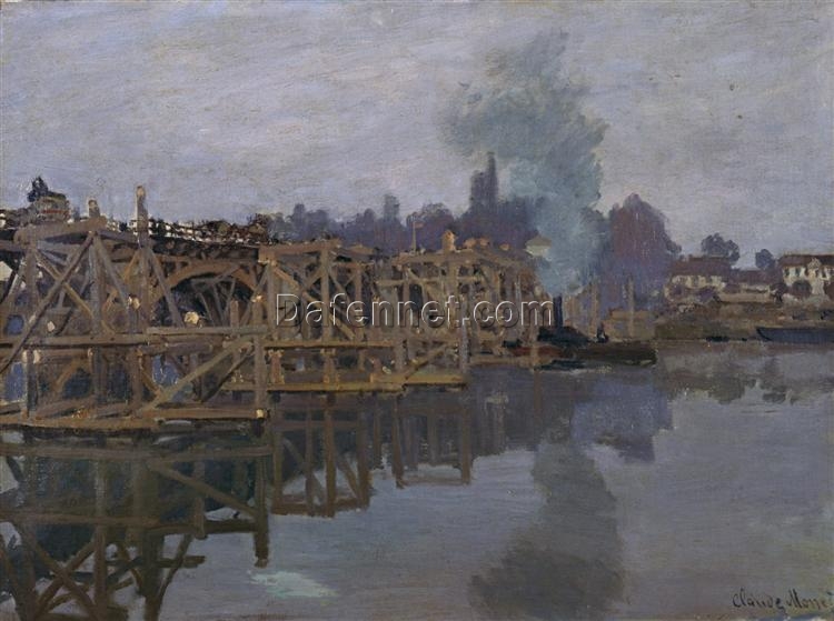 Impressionist Oil Painting of The Bridge under Repair (1871-1872) by Claude Monet – Handcrafted by Dafen Village Studio