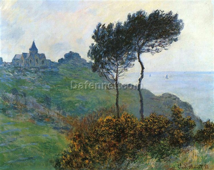 Custom Oil Painting of The Church at Varengeville, Grey Weather by Claude Monet (1882) – Beautiful Reproduction from Dafen Village