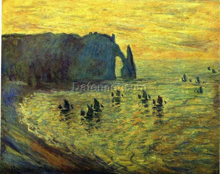 Beautiful The Cliffs at Etretat (1886) by Claude Monet – Hand-Painted Oil Painting, Available from Dafen Village Studio