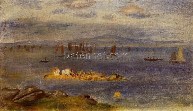 Renoir “The Coast of Brittany, Fishing Boats” c.1878 – Premium Handcrafted Oil Painting for Nautical Home Decor