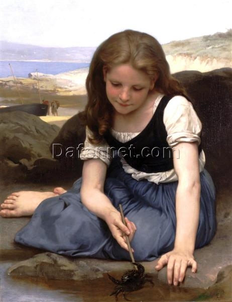 Reproduction of Bouguereau’s “The Crab” | High-Quality Hand-painted Oil Art for Sale