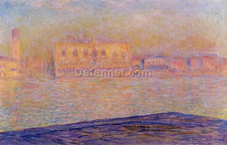 Impressionist Oil Painting of The Doges’ Palace Seen from San Giorgio Maggiore (1908) by Claude Monet – Expertly Handcrafted at Dafen Village