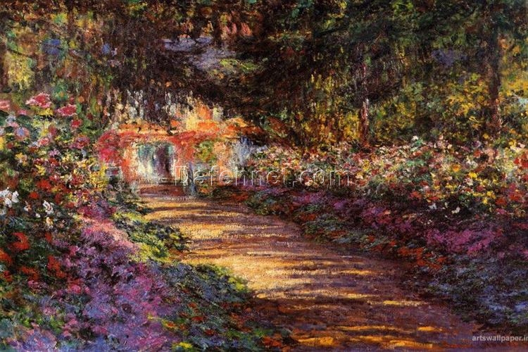 Impressionist Oil Painting of The Flowered Garden (1901-1902) by Claude Monet – Expertly Handcrafted at Dafen Village