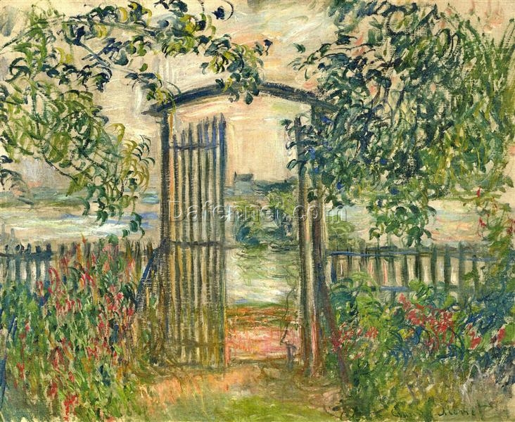 Impressionist Oil Painting of The Garden Gate at Vetheuil (1881) by Claude Monet – Expertly Handcrafted at Dafen Village