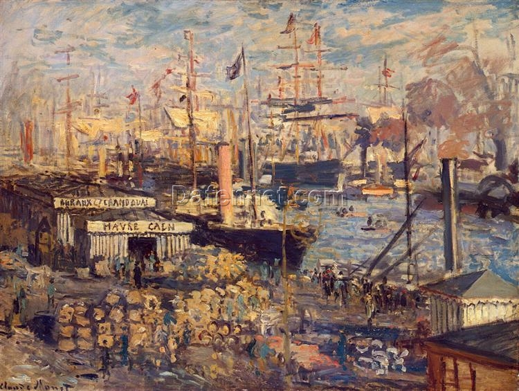 Impressionist Style Oil Painting of “The Grand Dock at Le Havre” by Claude Monet, Hand-painted Canvas Art from Dafen Village