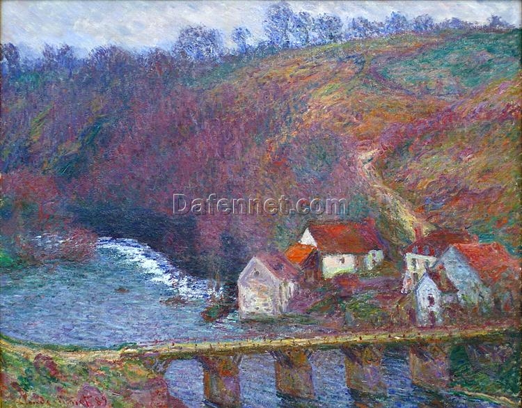 Original Oil Painting of “The Grande Creuse by the Bridge at Vervy” by Claude Monet, Handcrafted Canvas Art for Home Decor from Dafen Village