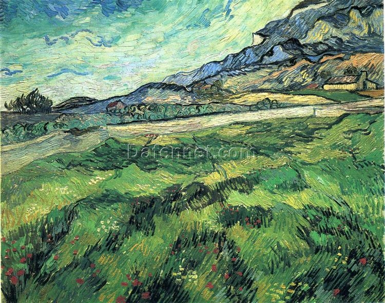 Buy Van Gogh The Green Wheatfield behind the Asylum – 1889 Custom Oil Painting Reproduction for Home Decor