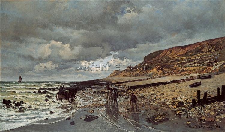 Impressionist Oil Painting of “The Headland of the Heve at Low Tide” by Claude Monet, Custom Canvas Artwork from Dafen Village