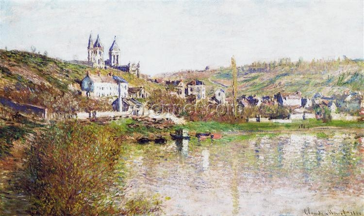 Claude Monet’s “The Hills of Vetheuil” Oil Painting Reproduction, High-Quality Canvas Artwork from Dafen Village