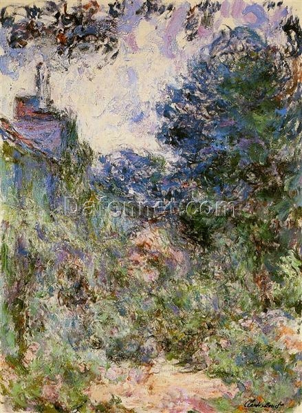 Claude Monet’s “The House Seen from the Rose Garden” Oil Painting Reproduction, High-Quality Canvas Artwork from Dafen Village