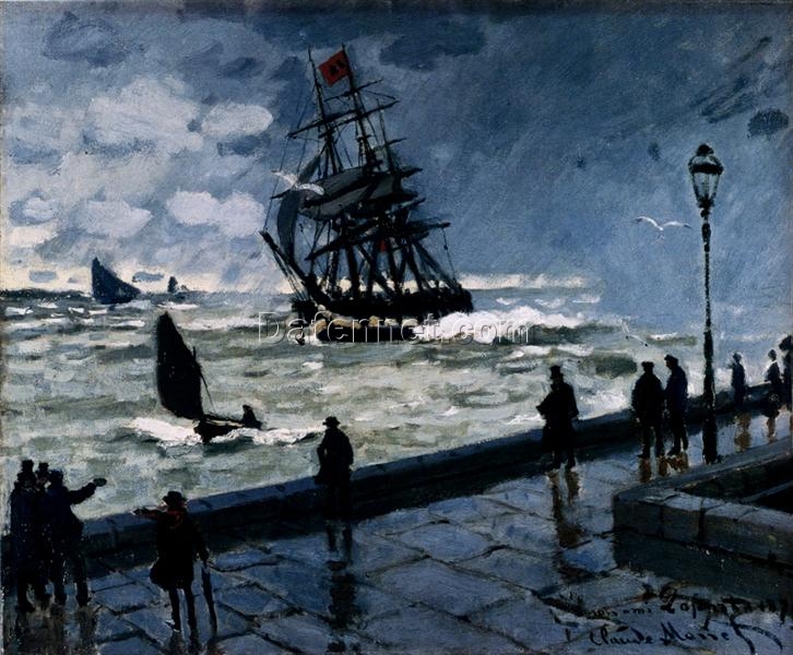 Claude Monet’s “The Jetty at Le Havre, Bad Weather” – High-Quality Oil Painting Reproduction, Customizable Art from Dafen Village Studio