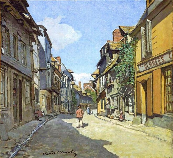 Claude Monet’s La Rue Bavolle at Honfleur (1864) – Custom Handmade Oil Painting by Dafen Village Artists