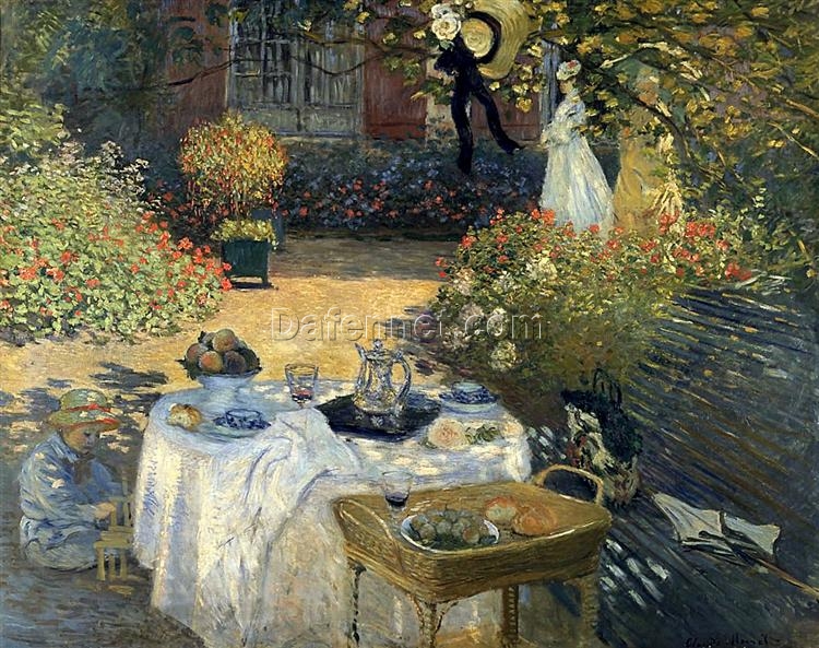 Original Hand-painted Monet Oil Painting – “The Luncheon,” Custom Canvas Art for Elegant Home or Office Decor