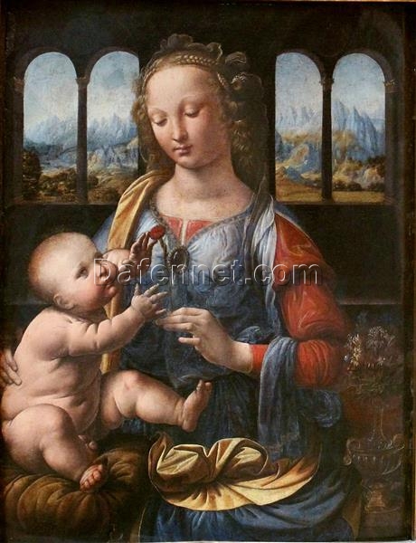 Leonardo da Vinci’s “The Madonna of the Carnation” c.1480 – Custom Reproduction on Canvas | Premium Renaissance Artwork from Dafen Village